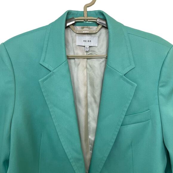 Reiss Ember Notched Single Button Blazer Green Tailored Lined Womens Size 12 - Picture 9 of 16